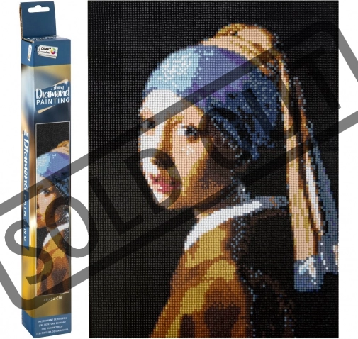 GRAFIX gyémántfestés – Lány gyöngy fülbevalóval 40 × 50 cm