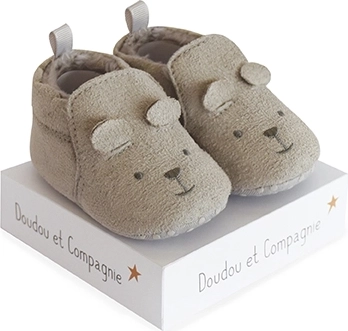 Bundás babacipőcskék 0–6 hónaposoknak, szürke – DOUDOU