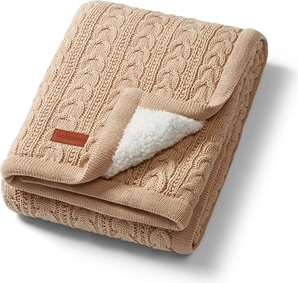 BabyOno pamut takaró sherpa polár béléssel 75 × 100 cm világosbarna