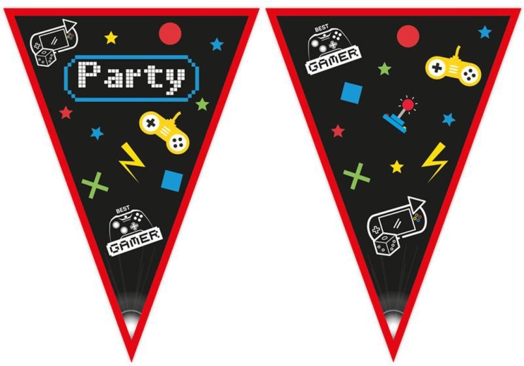 Papír zászlófüzér Gamer, 2,3 m