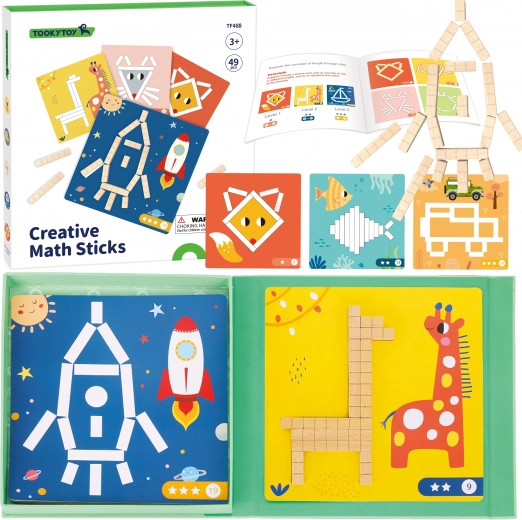 Tooky Toy mágneses logikai kirakó – kreatív matematikai pálcikák, 49 darab
