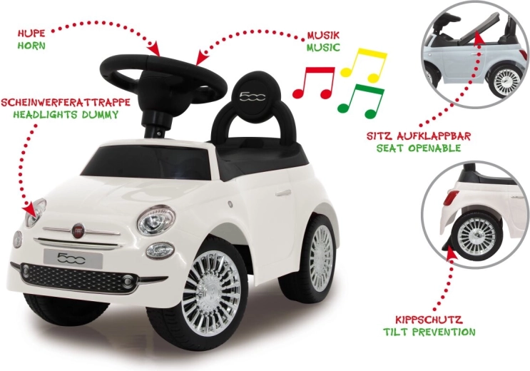 Jamara Fiat 500 2 az 1-ben bébitoló és járgány, fehér
