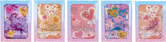 Jegyzetfüzet 15 × 21 cm szívvel és folyadékban úszó csillámokkal, 80 lap