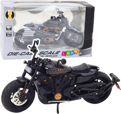 fém chopper motorkerékpár modell 1:12, fekete arany elemekkel, fényekkel és hangokkal