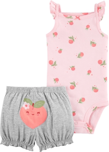 Carter's kétrészes szett: pántos body és rövidnadrág Pink Peach, kislánynak 9 hó