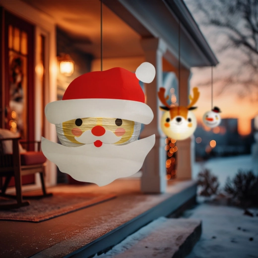 Karácsonyi papírlámpás Mikulás, 30 cm