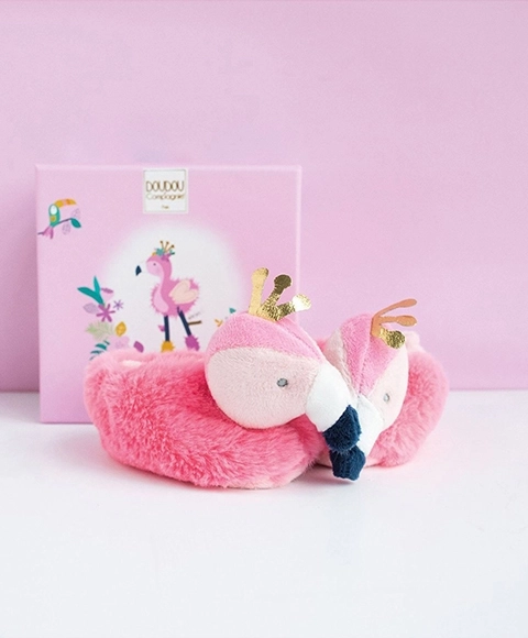 Ajándék szett babacipő flamingó 0–6 hónapos