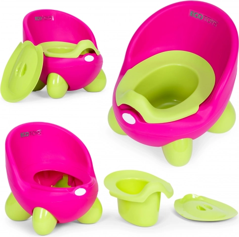 Gyerek bili ECOTOYS rózsaszín-zöld csúszásgátló lábakkal