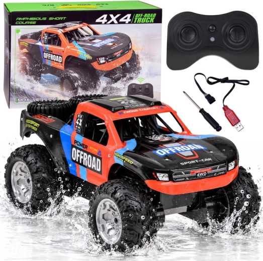 Távirányítós 4x4-es terepjáró kétéltű jármű