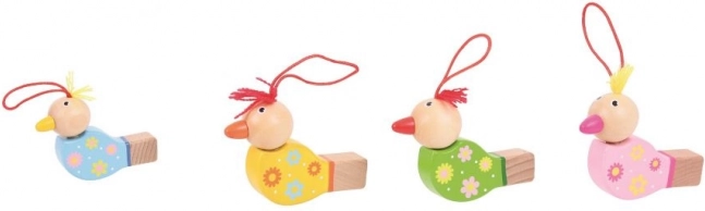 Színes fajáték madárka síp sárga