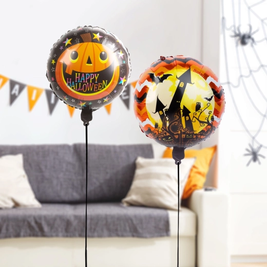 Halloween fólia léggömbök tök és kastély motívummal – 2 darab