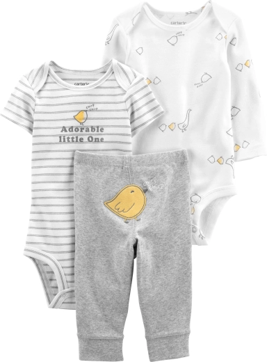 Carter’s 3 részes babaszett Grey Chick – rövid és hosszú ujjú body, valamint melegítőnadrág