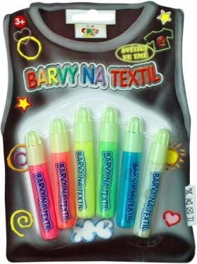 Sötétben világító textilfestékek – 6 neon árnyalat készlet 7 ml-es applikátorban