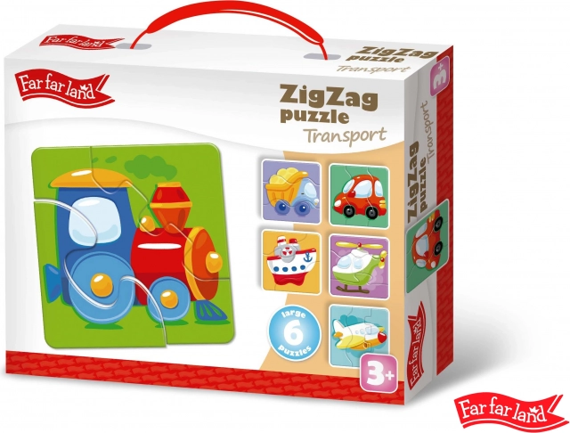 Far Far Land Puzzle ZigZag Közlekedési motívum 6 képpel