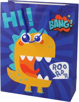 kék dinoszauruszos papírdísztasak 32 × 26 × 10 cm