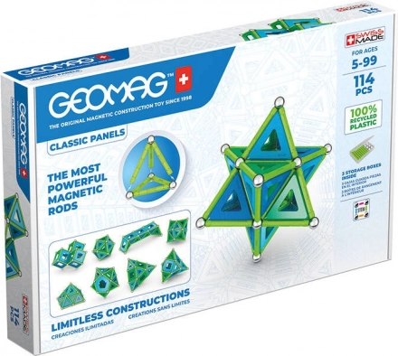 mágneses építőkészlet classic panels recycled 114 db geomag