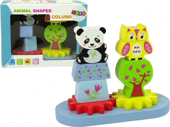 Fa Állatformázó Sorrendbe Állítás Bagoly Pandával és Fogaskerekekkel