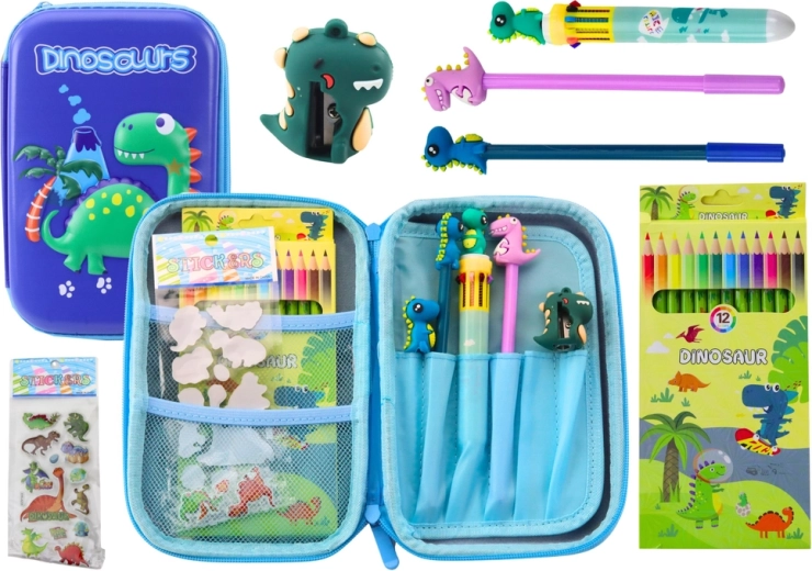 Iskolai tolltartó kiegészítőkkel Dinosaur Blue