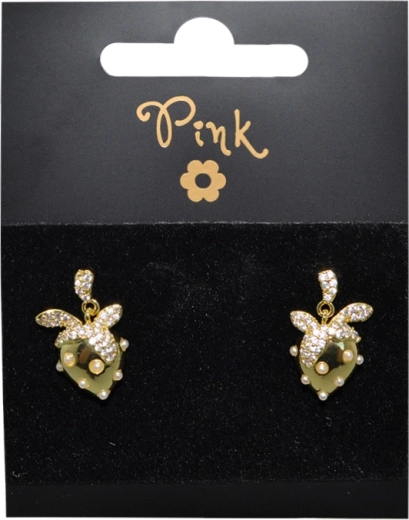 Aranyozott Eper fülbevaló kristályokkal