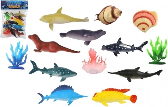 Tengeri állatfigurák kiegészítőkkel, 13 db (10–13 cm)