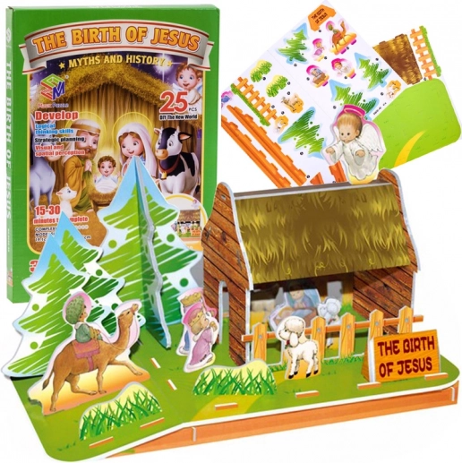 3D puzzle betlehemi jászol, 25 darab