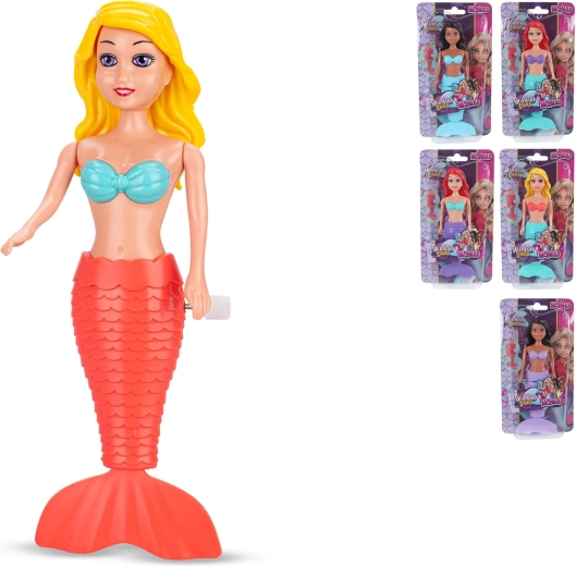 Mermaid Stars sellő baba felhúzható mechanizmussal 18,5 cm