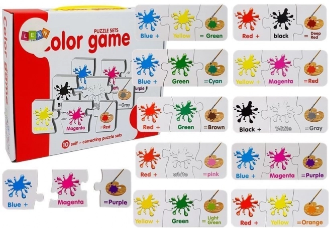 Oktatópuzzle: színek angolul – 10 kombináció