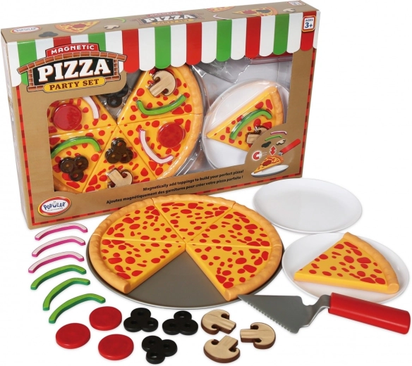 MalBlo Magnetic mágneses pizza – gyerek szeletelő és díszítő készlet