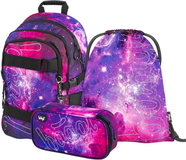 BAAGL 3 részes szett Skate Galaxy – iskolai hátizsák, tolltartó és tornazsák