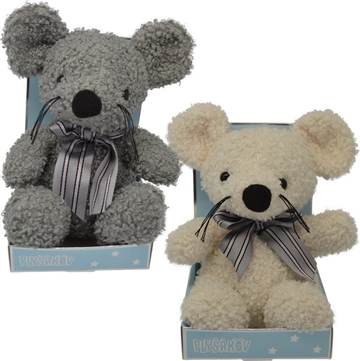 Plüss egér masnival 15 cm – több színben