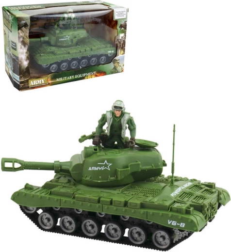 Katonai játék készlet: lendkerekes tank figurával és kiegészítőkkel 26 cm