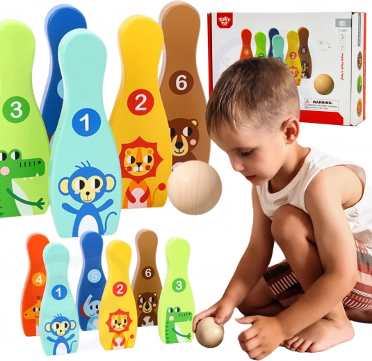 Fa gyerek kuglibábuk állatkákkal 6 db + labda TOOKY TOY