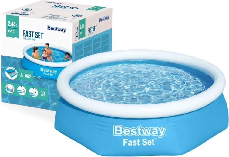 felfújható, felső peremes medence 244 × 61 cm BESTWAY Fast Set