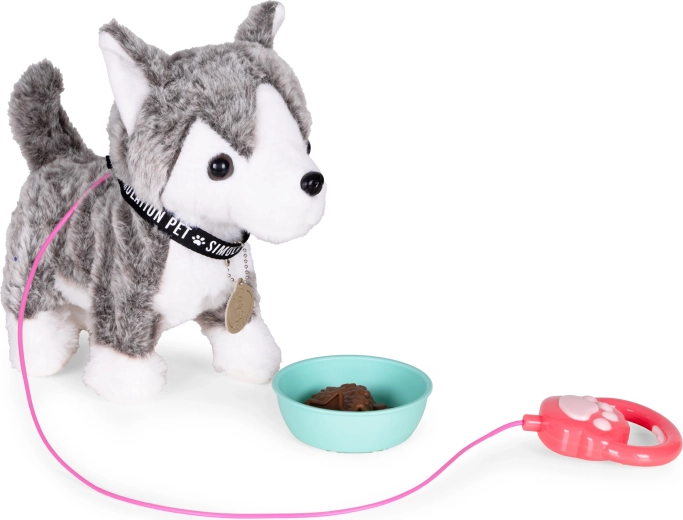 Jár, csóválja a farkát és mozgatja a fejét