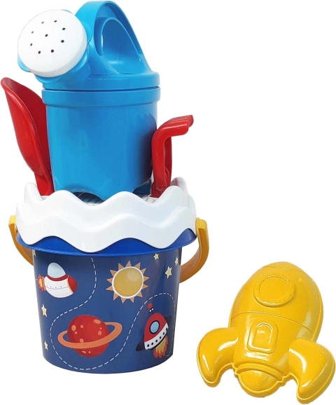 Androni űr témájú homokozókészlet locsolókannával – kicsi, 6 részes