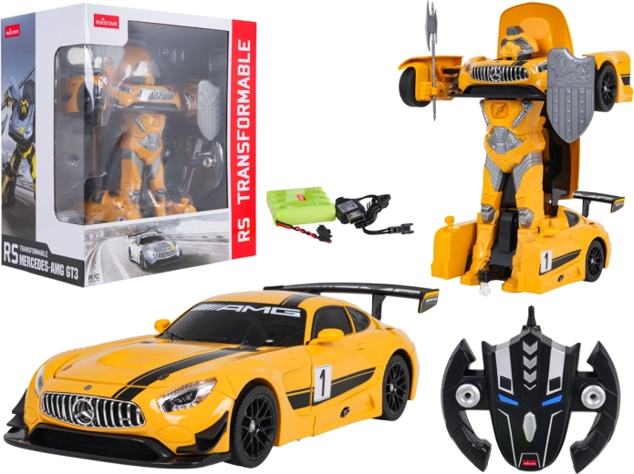 Távirányítós autó és robot 2 az 1-ben Mercedes-AMG GT3 RASTAR, sárga