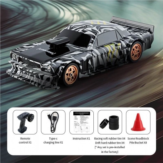 RC driftelő kisautó 1:43 zöld, tartozékokkal