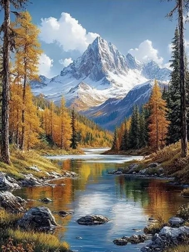 Gyémántfestés hegyi táj 30 × 40 cm