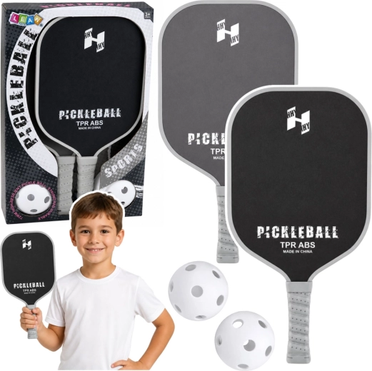 Pickleball szett: 2 ütő és 2 labda fekete–szürke