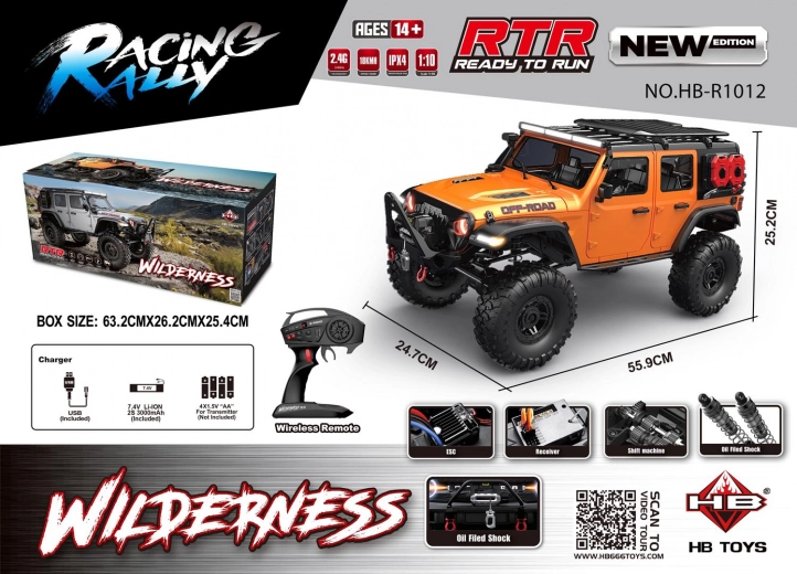 WILDERNESS RTR 1:10 távirányítós terepjáró autó, narancssárga