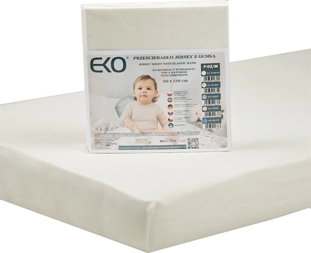 EKO bézs gumis jersey gumis lepedő 120 × 60 cm