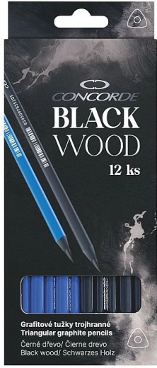 CONCORDE Black Wood HB grafitceruzák, háromszögletű, 12 db