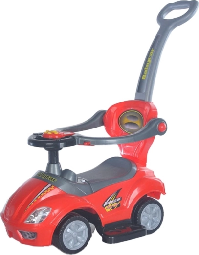3 az 1-ben BABY MIX Mega Car gyermek lábbal hajtós jármű vezetőrúddal, piros