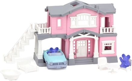 Rózsaszín ház Green Toys tartozékokkal