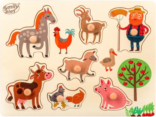 Fa behelyezős puzzle – farm állatai