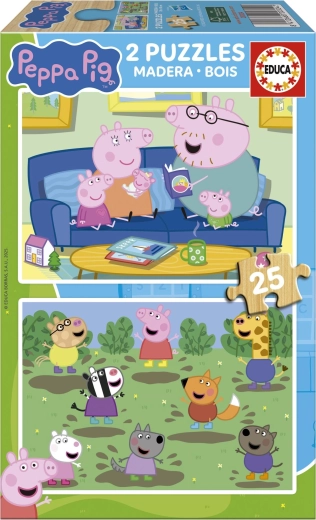 Fából készült Peppa malac puzzle – 2×25 darab