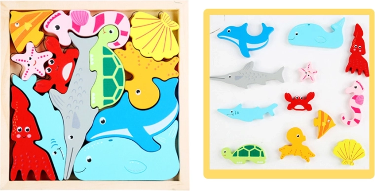 Fa puzzle – tengeri állatok