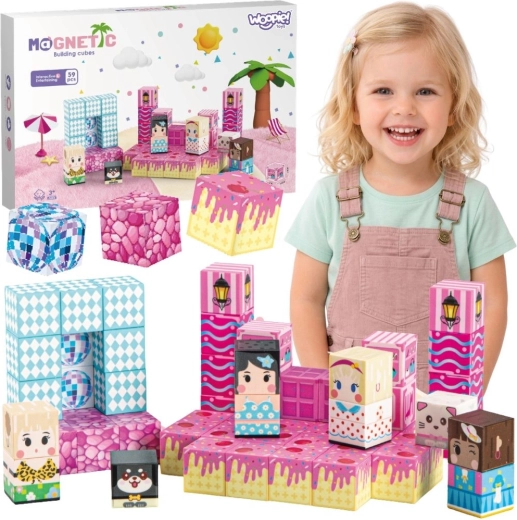 Woopie mágneses kockák – 3D mágneses építőkockák 59 db