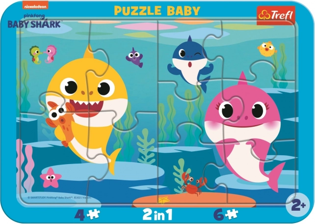 Baba puzzle Baby Shark Boldog cápák 2 az 1-ben, 10 darab