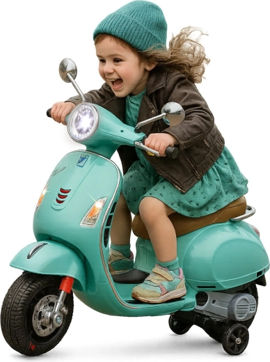 Gyermek elektromos jármű Vespa GTS 125 mentazöld színben